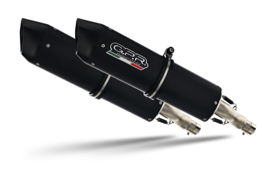 GPR exhaust compatible with  Aprilia Etv Caponord 1000 Rally 2001-2007, Furore Nero, Dual Homologated legal slip-on exhaust including removable db killers and link pipes 