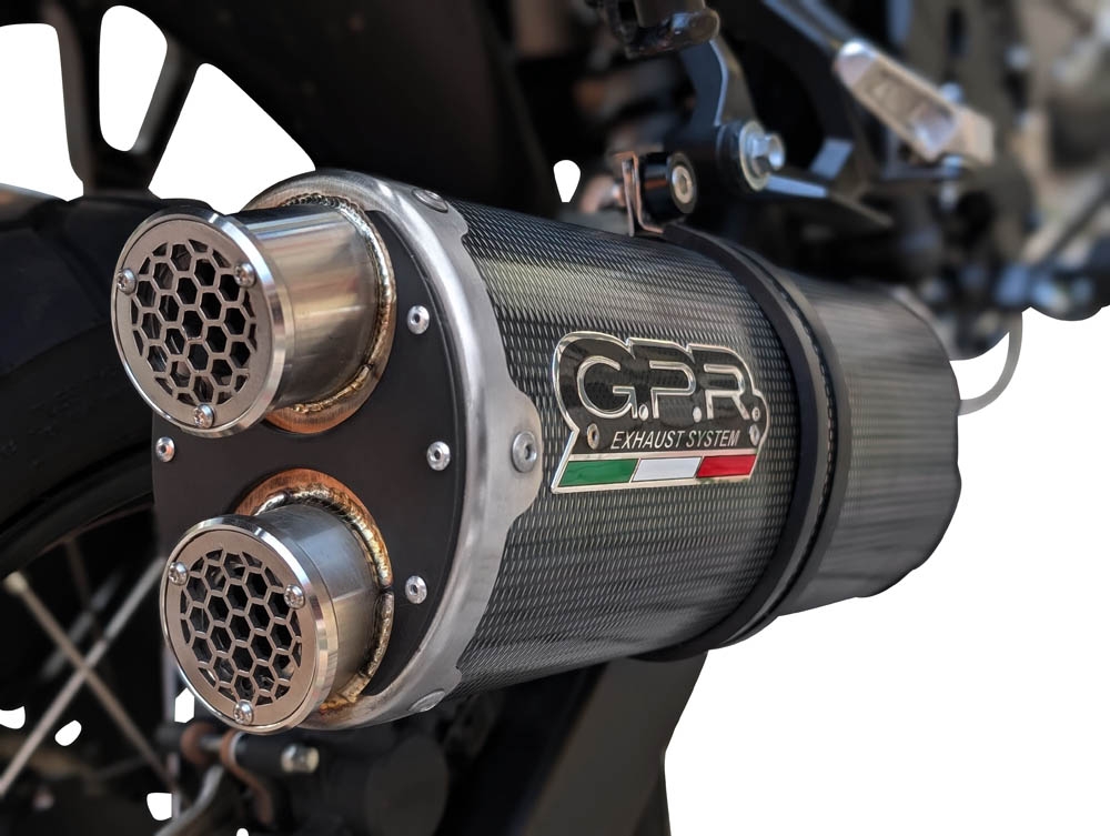 GPR exhaust compatible with  Honda XL750 TRANSALP 750 2024-2025, Dual Poppy, Homologated legal slip-on exhaust including removable db killer and link pipe 