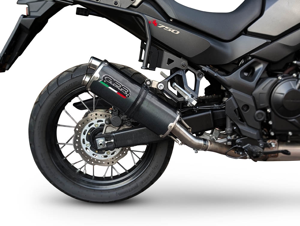 GPR exhaust compatible with  Honda XL750 TRANSALP 750 2024-2025, Dual Poppy, Homologated legal slip-on exhaust including removable db killer and link pipe 