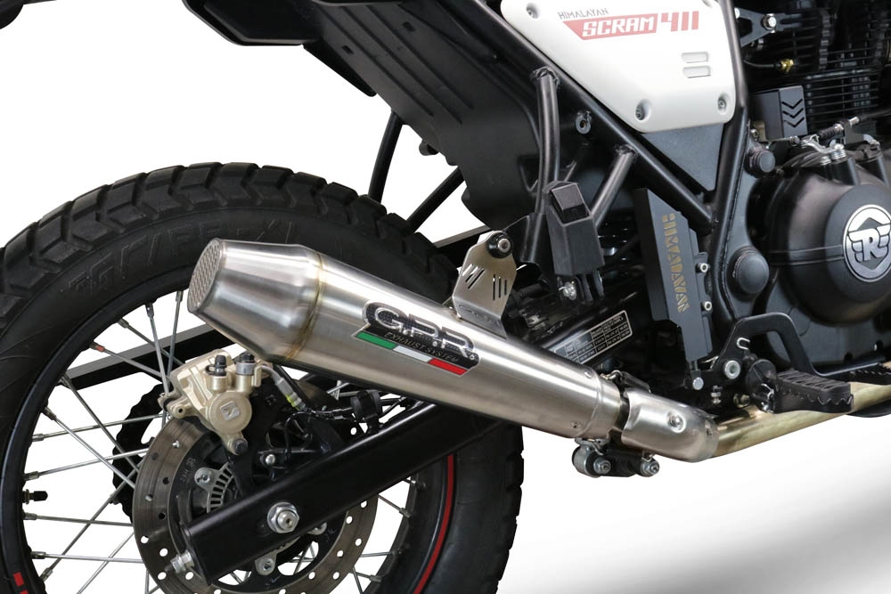 GPR exhaust compatible with  Royal Enfield Scram 411 2022-2024, Vintacone, Slip-on exhaust legal for UK and non-EU markets including link pipe and removable db killer 