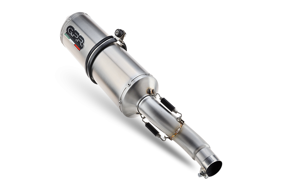 GPR exhaust compatible with  Benelli Trk 502 2017-2020, Satinox , Slip-on exhaust legal for UK and non-EU markets including link pipe and removable db killer 